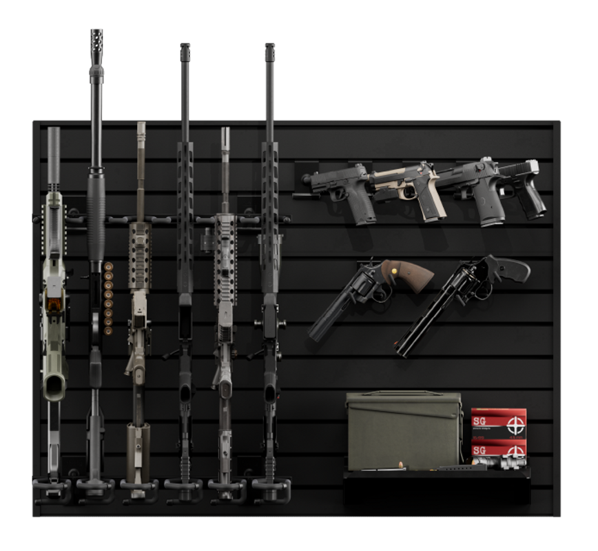 Hold Up Displays Gun Wall Bundle for 6 Rifles and 6 Pistols Black HD90