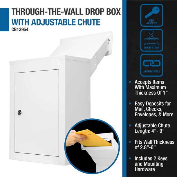 Barska CB13954 Through-The-Wall Drop Box with Adjustable Chute Specs