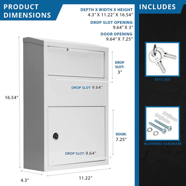 Barska CB13956 Large Locking Wall Mount Drop Box Dimensions