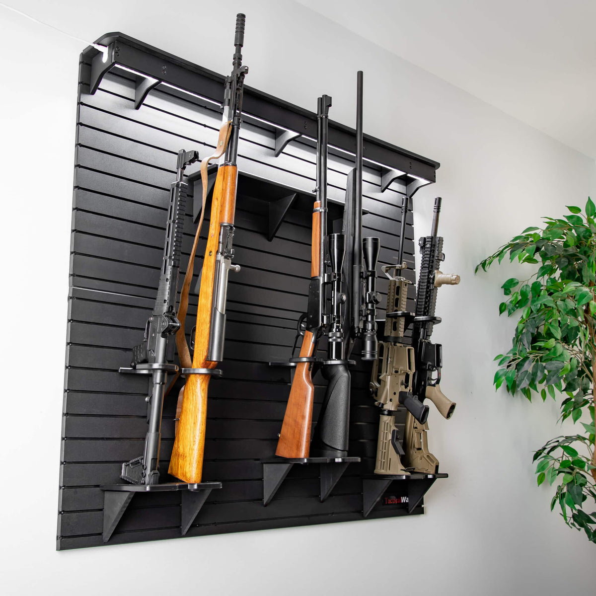 Tactical Walls ModWall Vertical Rifle Rack Installed