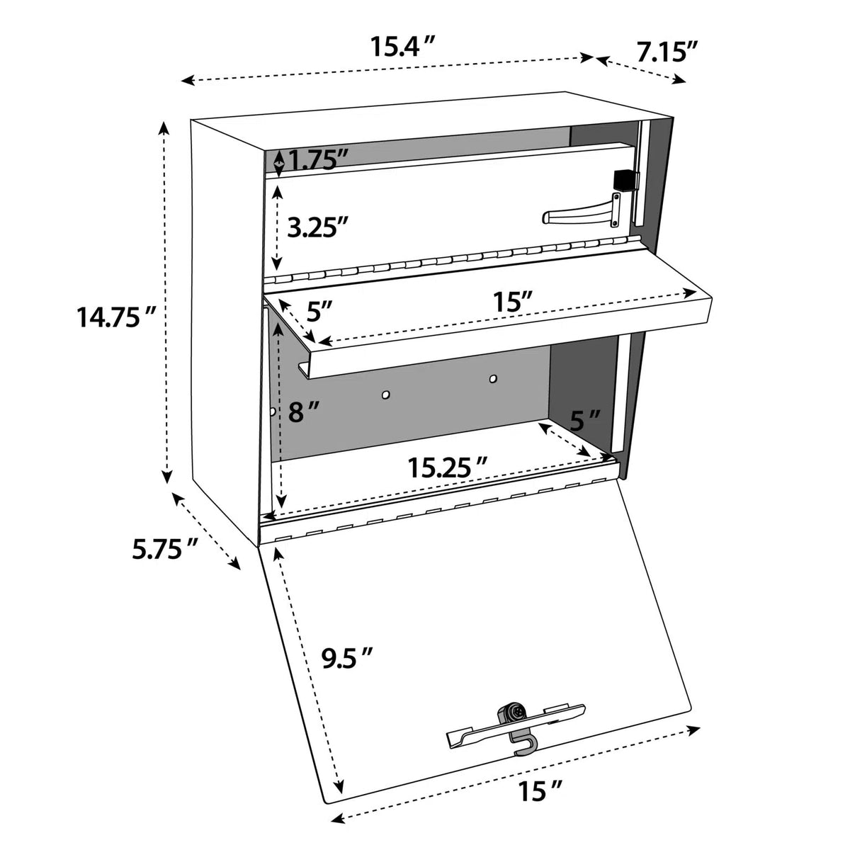 Mail Boss Metro Wall Mount Locking Mailbox Dimensions