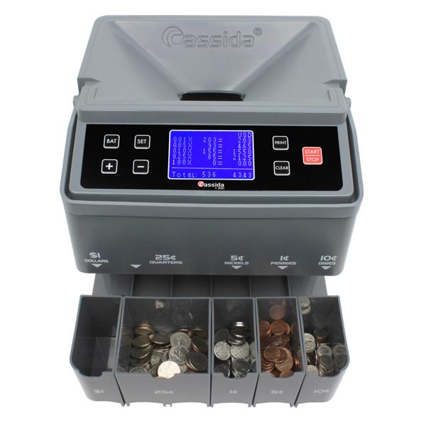 Cassida C300 Commercial-Grade Electronic Coin Sorter, Counter &amp; Wrapper Front
