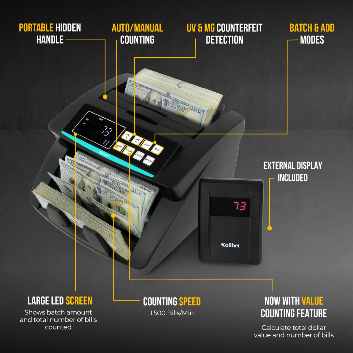 Kolibri Automatic Bill Counter Features