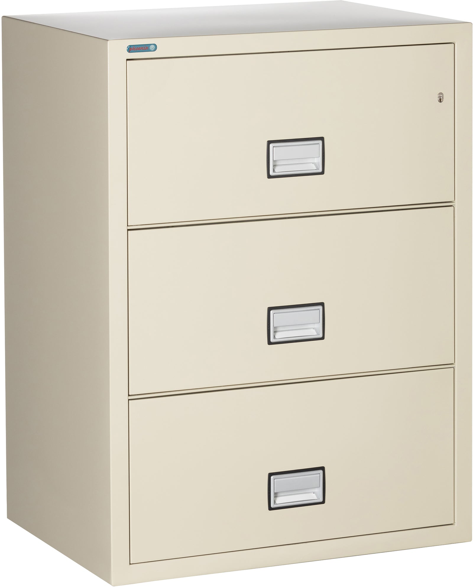 Phoenix Safe LAT3W31 31" 3 Drawer Lateral Size Fire File Cabinet Putty