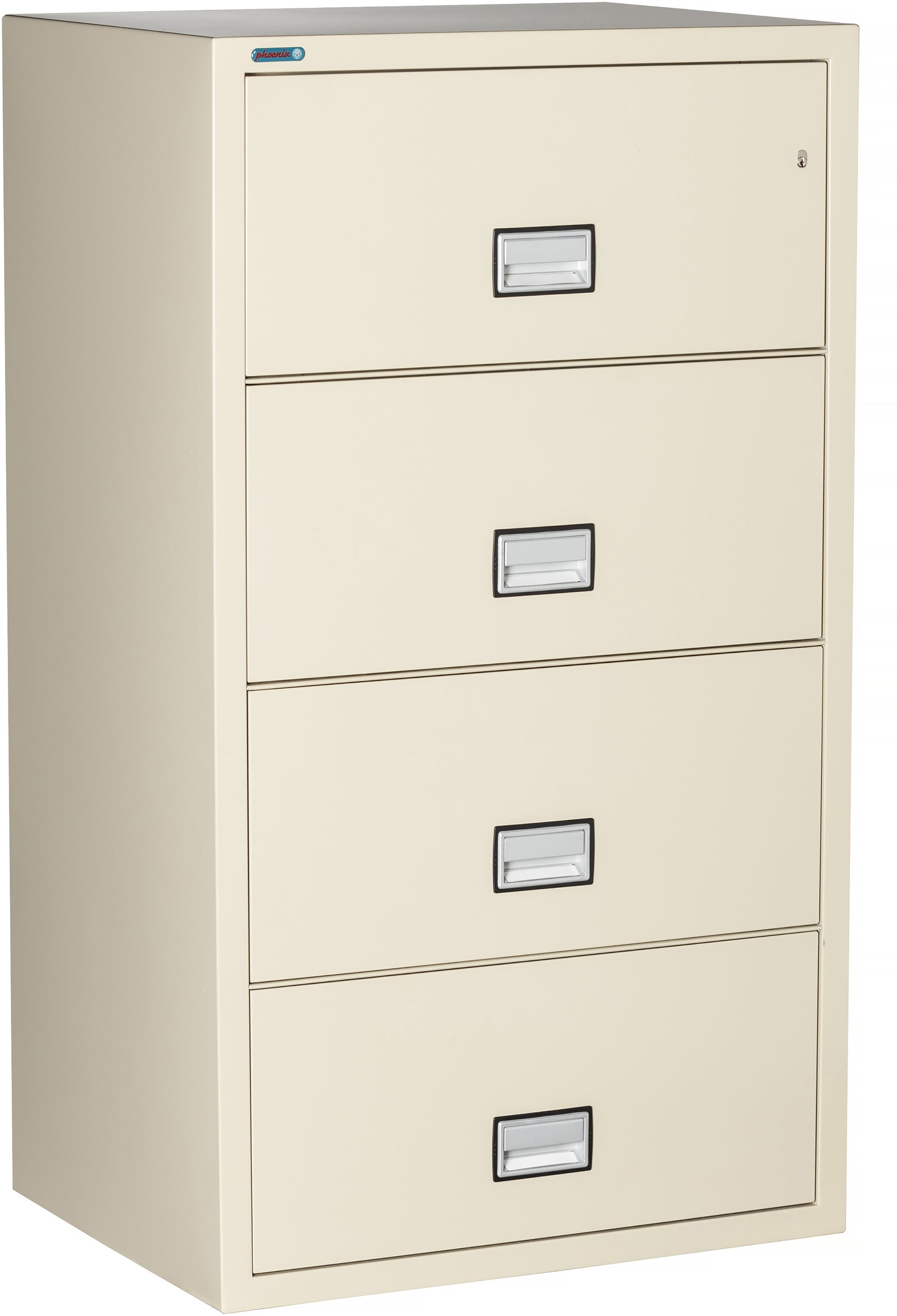 Phoenix Safe LAT4W31 31" 4 Drawer Lateral Size Fire File Cabinet Putty