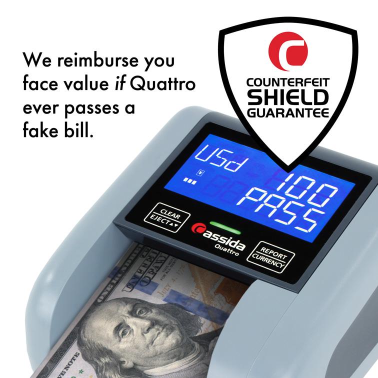 Cassida Quattro All-Orientation Automatic Counterfeit Detector with Rechargeable Battery Counterfeit Shield Guarantee