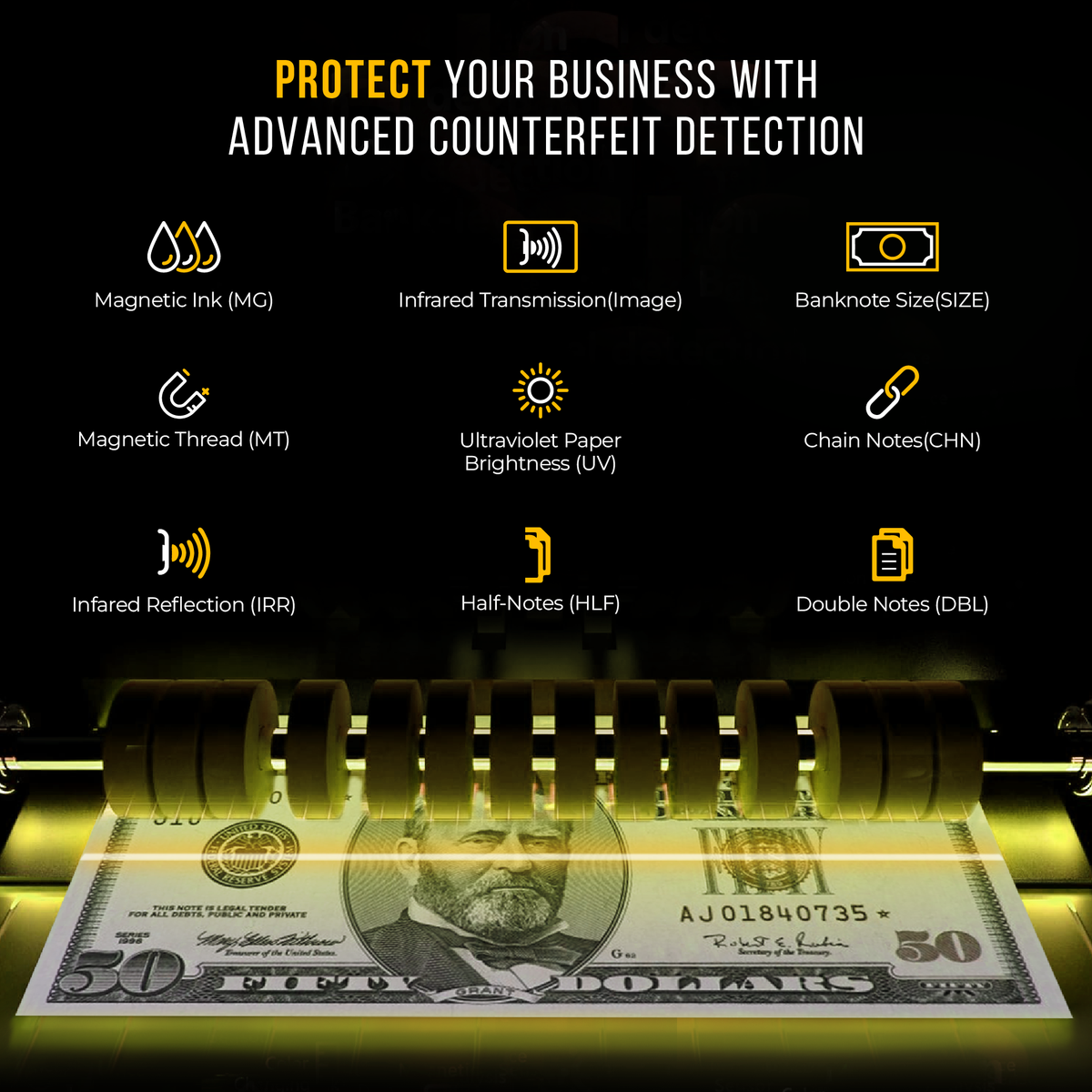 Kolibri Rook Bill Counter and Counterfeit Detector Advanced Counterfeit Detection Specs