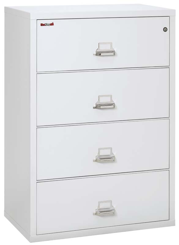 FireKing 4-3822-C Four Drawer 38" W Lateral Fire File Cabinet Arctic White