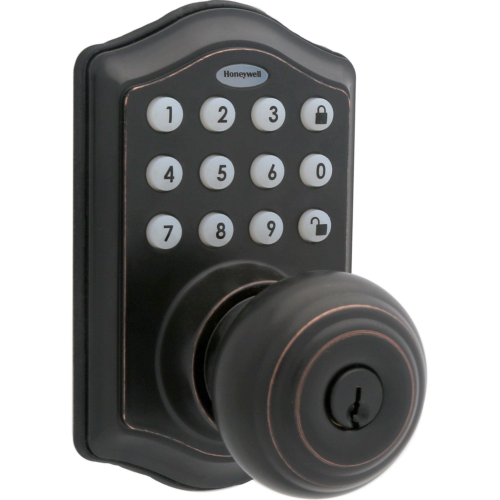 Honeywell 8732401 Electronic Entry Knob Door Lock with Keypad in Oil R ...