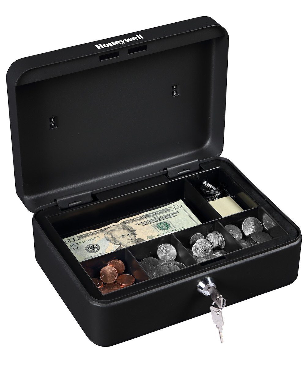 OTVIAP Money Storage Box,6in Mini Portable Cash Box Lockable Security Money  Safe Box with Key Lock Home Office Use,Safe Lock Box 